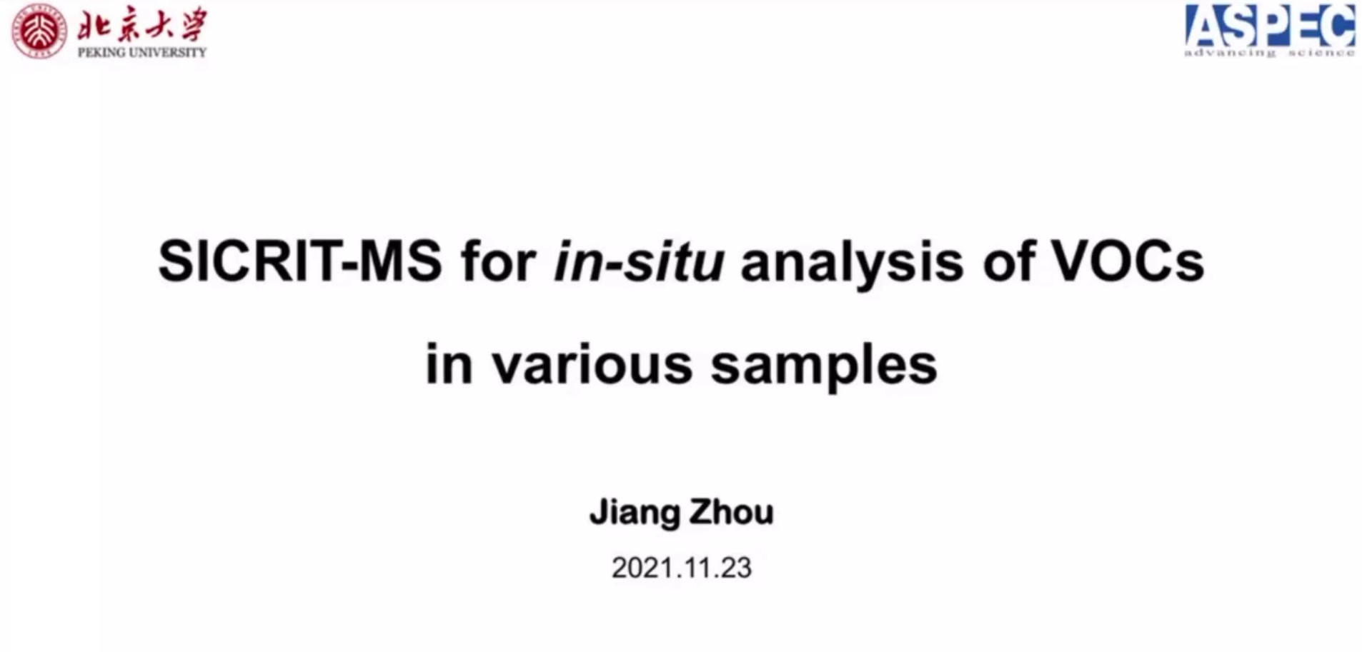 Cover slide of the webinar about Webinar03 SICRIT MS For In Situ implying its streaming offer on Plasmion Downloads
